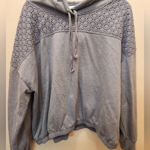 LC Lauren Conrad Womens Blue Hoodie with Lace Detail Size XXL